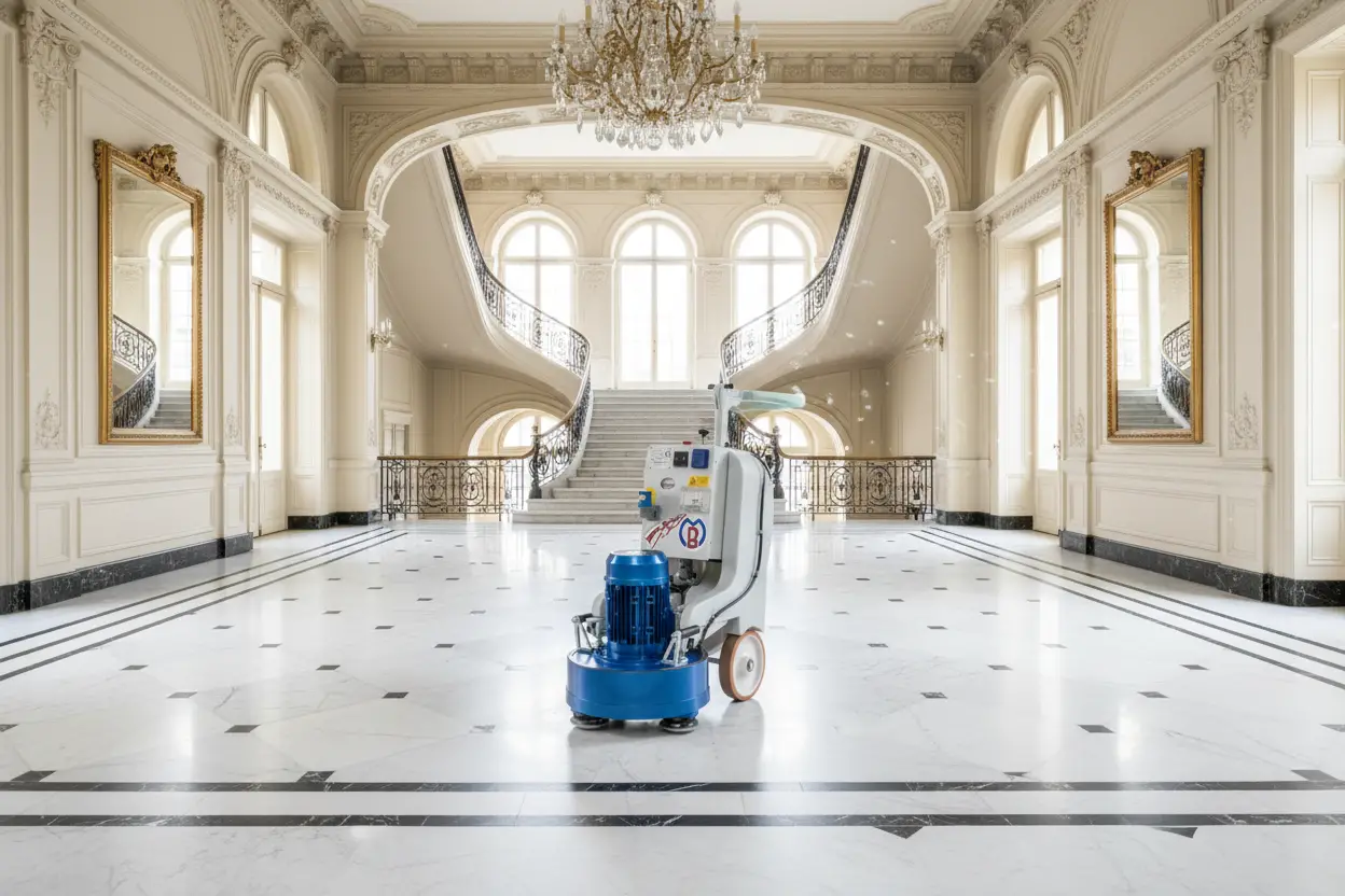 Ponceuse monobrosse italienne haut de gamme pour rénovation de marbre à Neuilly